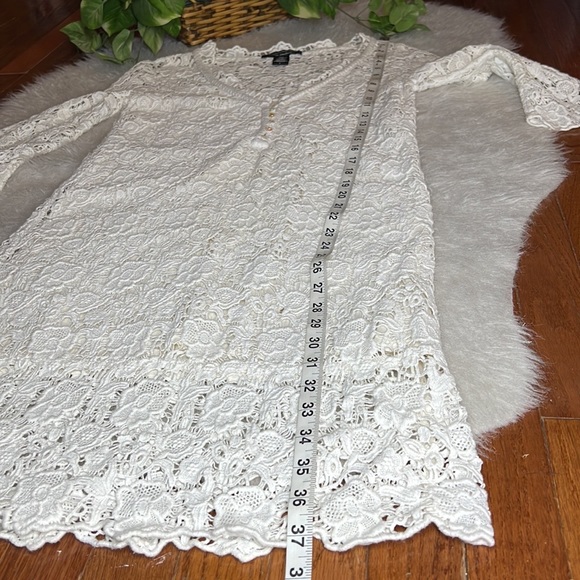DVF Lace White Partially Lined Button Front Silk Blend Midi Dress - Picture 11 of 12